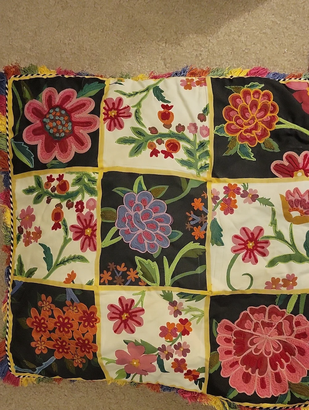 Pier 1 Patchwork Cushion Cover Embroidered Boho Bohemian Pillow Cases. READ MORE